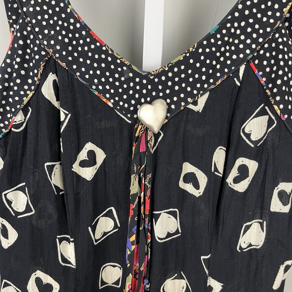 Vintage 90s Carole Little Dress Womens 6 Black White Heart Print Sleeveless - Picture 5 of 9
